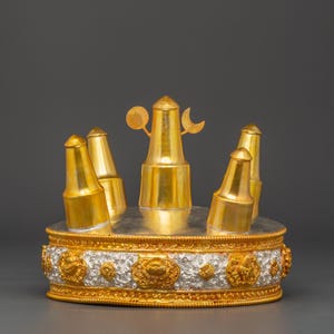 Buddhist Gold Plated Torma Mandala | Handcrafted Tibetan Ritual Offering Set | Sacred Tibetan Altar Piece for Meditation, Shrine & Practice