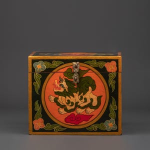 Handcrafted Tibetan Hand-Painted Box | Ethnic Wooden Storage Box for Ritual Items, Spiritual Keepsakes & Decorative Meditation Home Décor