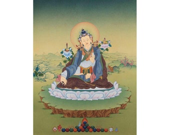 Yuthok Thangka Print | Tibetan Buddhist Master Art Of Yuthok Yontan Gonpo | Tibetan Print For Spiritual Room Decor | Enlightenment Thangka