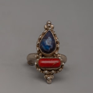 Traditioneller tibetischer Silber Fingerring mit Kupferakzenten | Artisan Kupfer Akzent Ring | Spiritueller Statement Ring | Perfekter heiliger Schmuck