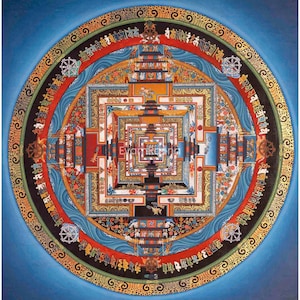 Kalachakra Mandala Thangka In fine Quality | Wheel Of Time | Buddhist Art | Wall Hanging Yoga Meditation Canvas Art | Tibetan Buddhist Art