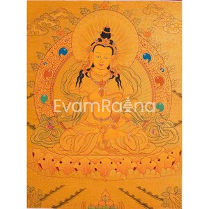 24K Gold Style Original Hand Painted Vajrasattva Thangka | Delightful Dorje Sempa | Art Painting for Meditation and Good Luck to house