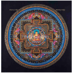Small Size Shakyamuni Buddha Mandala Thangka | Original Hand Painted Art | Wall hanging Decoration for Positivity | Tibetan Thangka Art