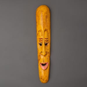 Handbemalte Holzwandmaske | 39 cm Tribal-Style Face Art | Wand- und Wohndekor | Leichte ethnische hängende | Holz & Acryl Home Akzent |