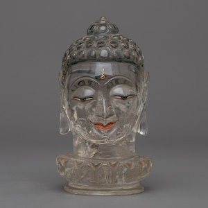 Tête de Bouddha en cristal transparent | déco spirituelle sereine et éclairante | Bouddha en méditation |  Tête de Bouddha | Cadeau cristal