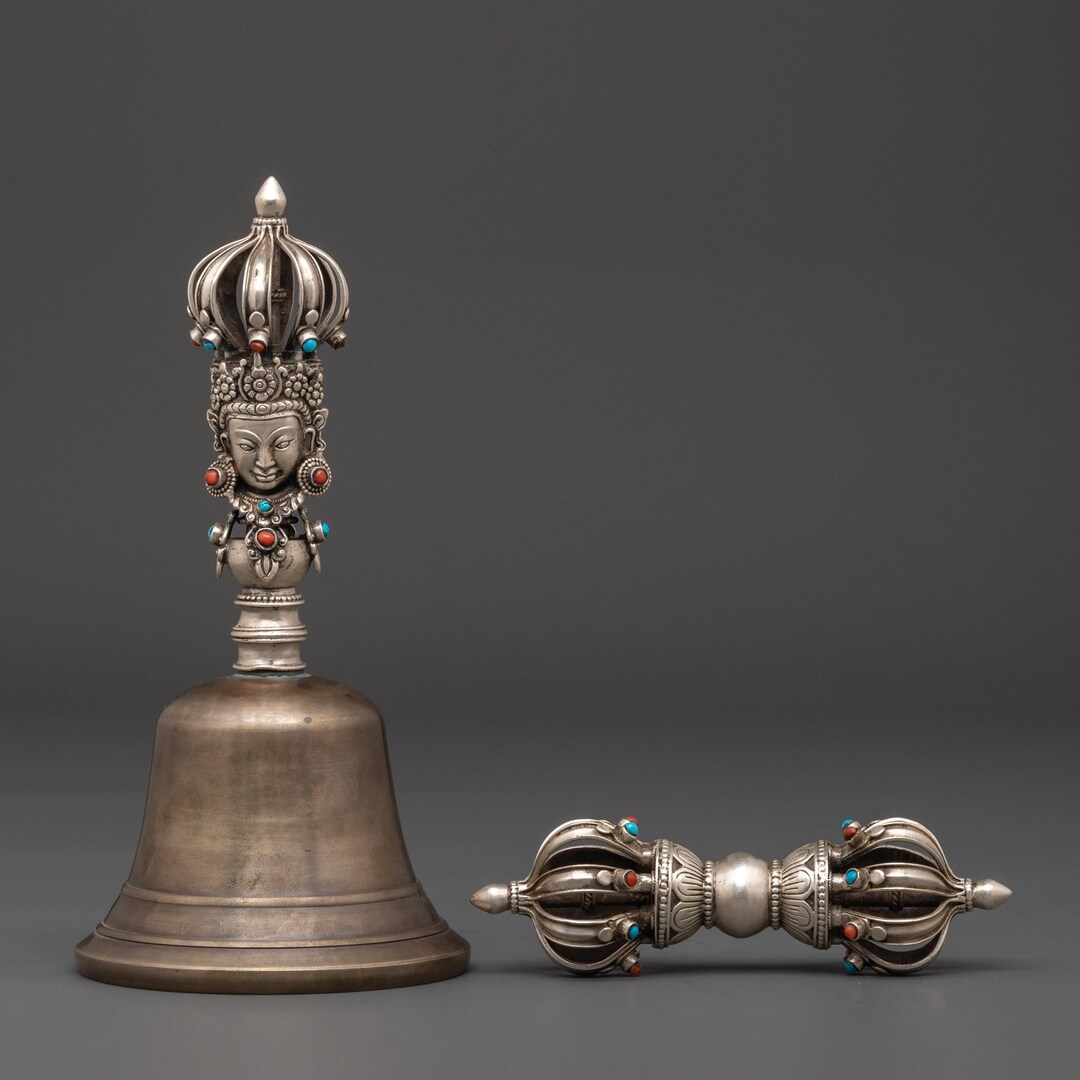 Buddhist Bronze Bell and Vajra Set | Ritual Tool for Meditation, Altar ...