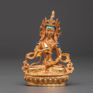 Vajrasattva Purification Deity Artwork | Tibetan Buddhist Copper Gold-Plated Statue | Sacred Deity Sculpture for Altar & Spiritual Renewal
