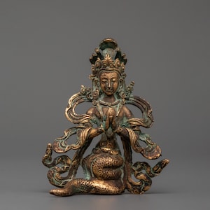 Hindu Snake Goddess Naga Kanya Statue | Beautiful Buddhist Statue for Spiritual Altar or Home Decor | Buddhist Art | Sacred Serpent Queen