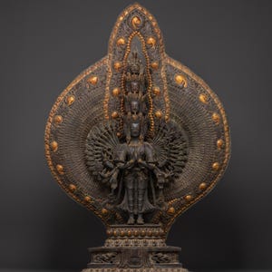 1000 Armed Chenrezig Compassion Deity Statue | 91cm Oxidized Copper Avalokiteshvara | Tibetan Bodhisattva Sculpture | Buddhist Protector Art
