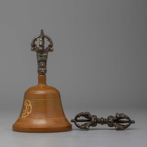 Tibetan Buddhist Meditation Bell and Dorje Set  | Hand Bell Buddhism Artifact | Decorative Set for Altar or Home Decor | Handmade in Nepal