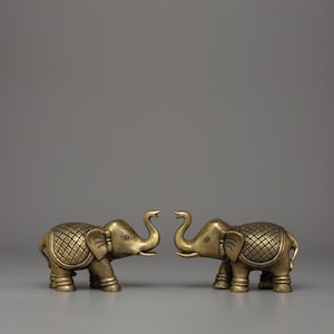 Pair of Bronze Elephant Statue | Home Decor Set | Animal Statue | Gift Idea | Animal Sculptures for Tabletop | Gift Idea | Home Decoration