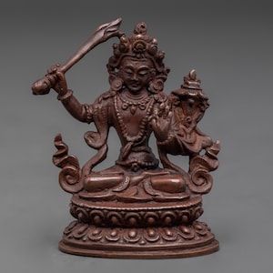 Manjushri Wisdom Bodhisattva Statue | Handcrafted Oxidized Copper Statue | Buddhist Statue for Meditation, Spiritual Growth, and Inner Peace