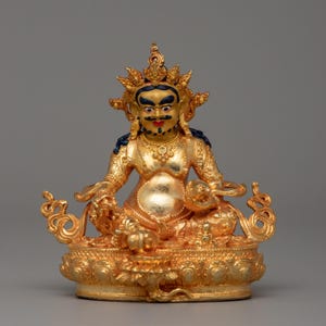 Dzambala Handmade Buddhist Sculpture of Wealth Deity | Traditionally Crafted Himalayan Nepali Artwork | Sacred Spiritual Himalayan Artwork
