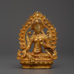 Green Tara Buddhist Deity of Compassion and Swift Aid | Himalayan Hand-crafted Art for Meditation & Spiritual Growth | Spiritual Altar Decor