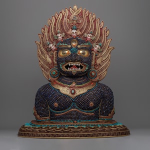 Kala Bhairava Head Bust Deity Statue | Home Decorative Religious Decor | Home Decor | Deity of Protection | Made in Nepal | Collectible