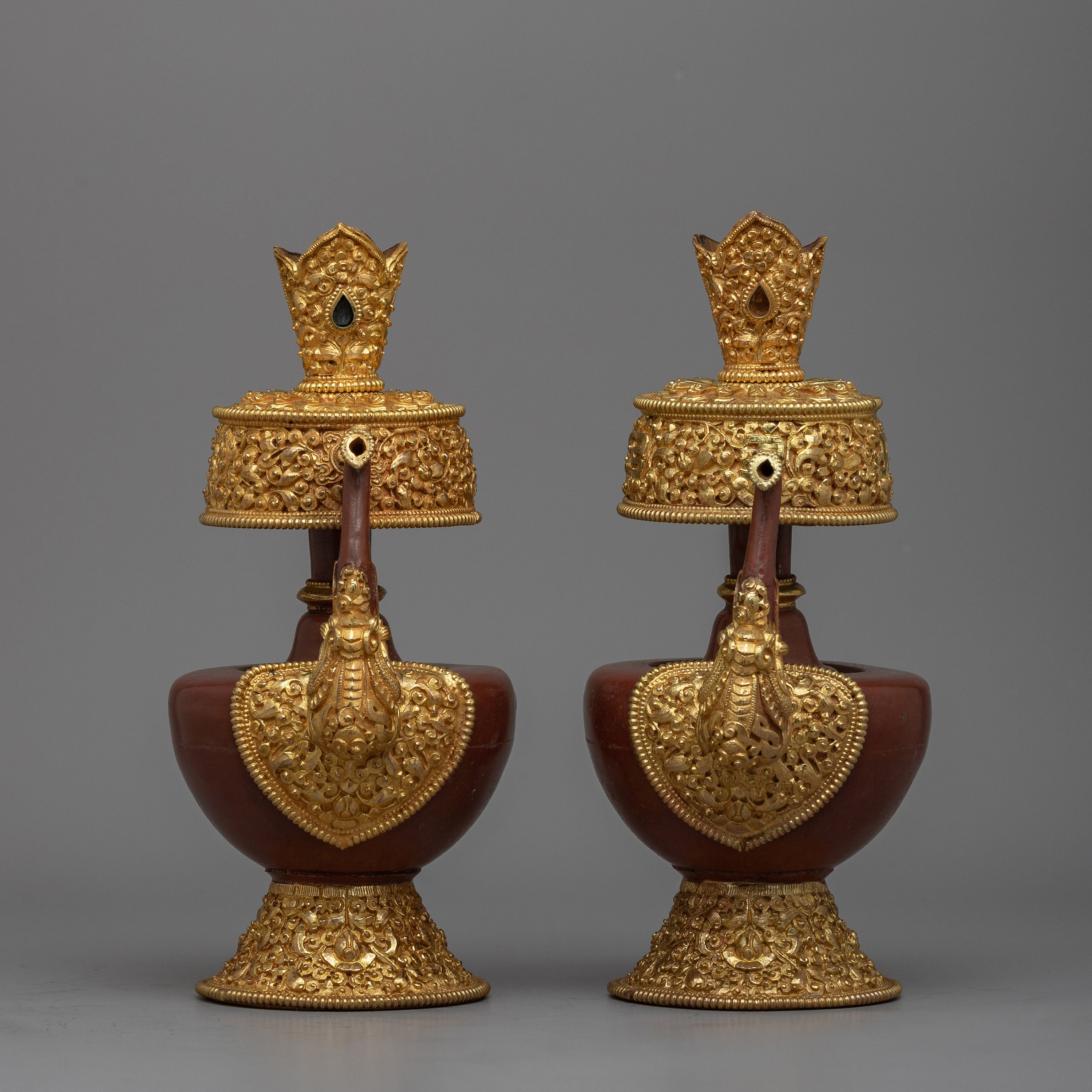 Handcrafted Bhumba Set: An Exquisite Addition for Artifact Aficionados | Elevate Your Spiritual Decor with Elegant Gold Plated  Bhumba Set