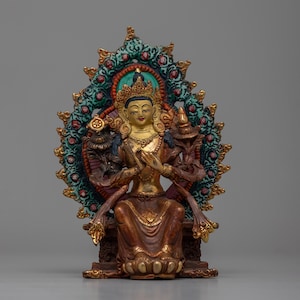 Maitreya Buddha Copper Statue | Future Buddha Sculpture | Perfect Addition to Your Meditation Altar | Sacred Home Decor | 24k Gold Gilded