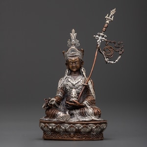Guru Rinpoche Sculpture | Lotus Born Guru Padmasambhava | Tibetan Buddhist Spiritual Statue | Himalayan Sacred Vajrayhana Buddhism Figurine