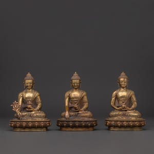 3 つの小さな賢者の仏像セット | 薬師如来、釈迦牟尼仏、阿弥陀