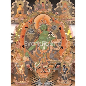 Green Tara Liberation Mother Original Hand-Painted Thangka | Buddhist Wall Hanging For Peace | Tibetan Painting For Meditation and Yoga