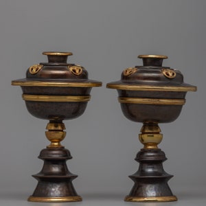 Tibetan Stand Oil Butter Lamp Set | Buddhist Spiritual Light Offering | Handmade Himalayan Art | Buddhist Souvenir | Traditional Home Decor