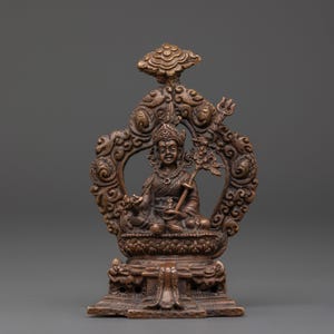 Tibetan Padmasambhava Statue | Oxidized Copper Guru Rinpoche Figurine | Sacred Buddhist Meditation Idol | Spiritual Tibetan Art | 9.5cm Tall