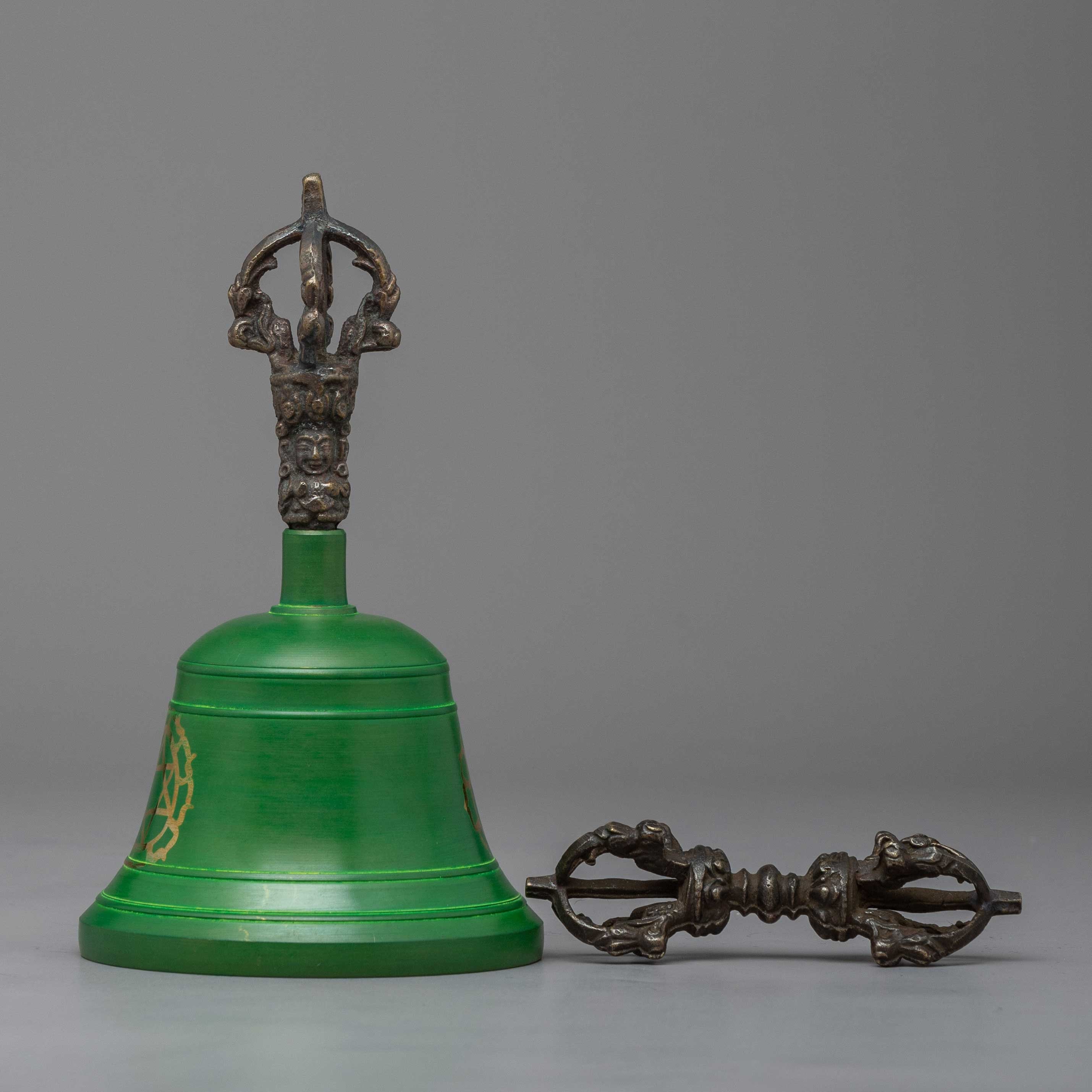 Tibetan Bell with Dorje and Striker - 5 Bronze