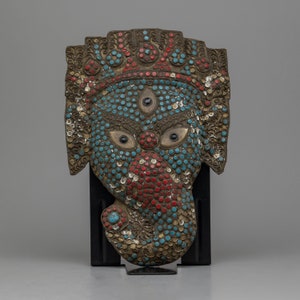 Lord Ganesha Metal Face Mask | Antique Metal Copper Mask | Ganesha Wall Decor | Wall Hanging | Spiritual Gift | Hand Artwork | Home Decor
