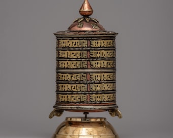 Tibetan Buddhist Mantra-Carved Prayer Wheel | Handcrafted Tool for Meditation and Peace | Hand Spinning Mani Prayer Wheel | Spiritual Gifts