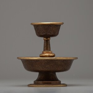 Serkyem Offering Set | Golden Drink Offering Cup | Buddhist Ritual Offering | Tibetan Serkyem Set | Religious Home Decor | Handmade In Nepal