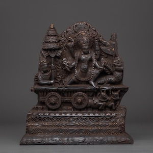 Handcrafted Surya Statue | Wooden Sun God Sculpture | Hindu Surya Dev Artwork for Spiritual Home Decor, Divine Energy Symbol | Made in Nepal