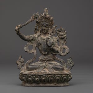 Manjushri Meditation Sculpture - Handcrafted Buddhist Statue for Wisdom | Spiritual Growth and Meditation, Bodhisattva Art | Sacred Deco