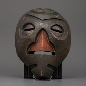 Traditionally Carved Wooden Tribal Mask | Ethnic Wall Art | Handcrafted Wooden Mask | Decorative Wooden Wall Hanging Mask | Made In Nepal