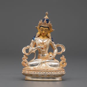 Vajrasattva Statue: Gold & Silver Plated Copper Buddhist Icon