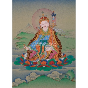 Enlightened Master Guru Rinpoche (Padmasambhava) | Precious Master | Spiritual Protection Art | Traditional Arts | Compact Thangka Painting