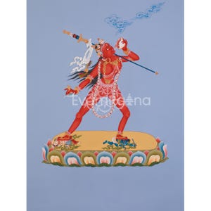 Female Dakini Vajrayogini Thangka | Tibetan Buddhist Art | Wrathful Wisdom Goddess | Sacred Thangka for Meditation and Rituals | 24K Gold