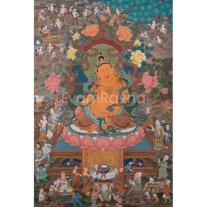 Jambala God Of Wealth | Kubera Tibetan High Quality Giclee Canvas Print |Spiritual Gifts, Wall Hanging Home Decors | Buddhist Canvas Print