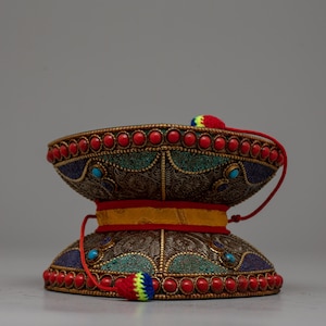 Tibetan Ritual Hand Drum(Damaru) | Sacred Buddhist Chod Practice Damaru | Sound Healing Drum | Spiritual Tibetan Instrument | Home Decor |
