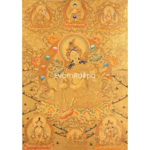 Original Hand Painted 24K Gold Style Green Tara Thangka | Healing Female Deity | Mindfulness Meditation Object of Focus For Our Wellbeing