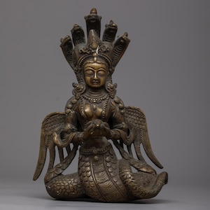 Vintage Nag Kanya Statue | Embrace Divine Protection and Abundance |  Antique Sculpture | Serpent Statue |  Snake Goddess Idol |Success Gift