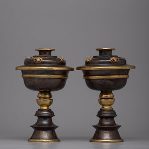 Tibetan Ghee Lamp Set for Rituals & Meditation | Light Offering Butter Lamp | Buddhist Handcrafted Art | Nepalese Craft | Home Decor |