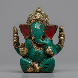 Hand Made Ganesh Statue |  Brass Ganesha Sculpture | Home Decor for Good Luck and Protection | Hindu Elephant Deity | Good Luck Gift