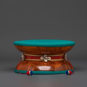 Handmade Traditional Buddhist Damaru for Rituals and Meditation | Authentic Bhutanese Wood & Copper Sacred Drum | Mantra Chanting and Ritual