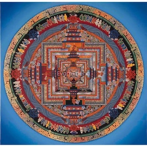 Kalachakra Mandala Thangka | Wall Hanging Yoga Meditation Canvas Art | Mindfulness Meditation Object of Focus For Our Wellbeing