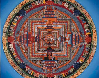 Kalachakra Mandala Thangka | Wall Hanging Yoga Meditation Canvas Art | Mindfulness Meditation Object of Focus For Our Wellbeing