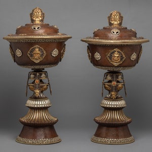 Conjunto de Lâmpadas Budistas de Manteiga | Lâmpada Tibetana de Cobre com Manteiga | Lâmpada Decorativa de Luz Noturna com Manteiga | Lâmpada de Decoração para Casa | Lâmpada Budista Tibetana