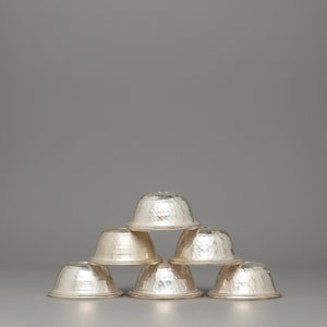 Offering Bowl Set for Altar | Set of 7 Copper Bowls with Electro Silver Plating | Tibetan Buddhist Water Offering Set | Ritual Shrine Decor