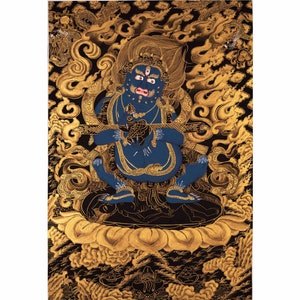 Vajra Panjarnatha Thangka | Sakya Mahakala | Original Hand Painted  24K Gold Art | Wrathful Dharmapala | Wall Hanging Decoration Art