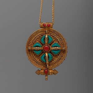 24K Gold Gilded Tibetan Double Dorje Safekeeping Double Vajra Ghau Box Locket | Personalized Amulet of Protection | Buddhist Prayer Item