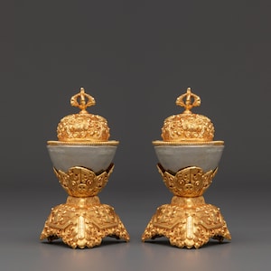 Handcrafted Ritualistic Skull Goblet Set, Gold & Silver Plated Copper Chalices, Spiritual Drinking Vessel, Unique Gothic Decor, Offering